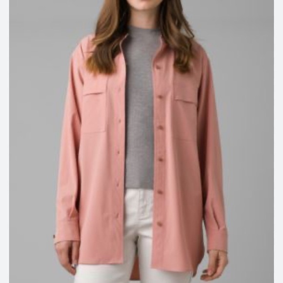 Prana Railay Button Down Long Sleeve Tunic Top Relaxed Fit M - Picture 2 of 15